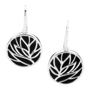 Picture of Sterling Silver Pair Genuine Onyx Earrings