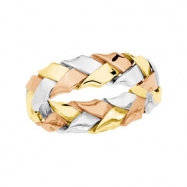 Picture of 14K Yellow White Rose Gold Tri Color Hand Woven Band