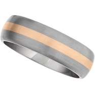 Picture of Titanium 7mm Satin 14k Rose Gold Inlay Domed Band