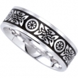 14K White Gold Bridal Duo 07.00mm Comfort Fit Enameled Band