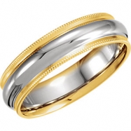 Picture of 14kt White/Yellow SIZE 07.50 Polished TT COMFORT FIT MILGRAIN BAND