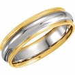 14kt White/Yellow SIZE 07.50 Polished TT COMFORT FIT MILGRAIN BAND