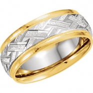 Picture of 14kt Yellow/White Band 09.50 07.00 MM Complete No Setting Polished TWO TONE DESIGN BAND (Y-W-Y)