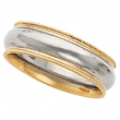 14kt White/Yellow SIZE 10.00 Polished TT COMFORT FIT MILGRAIN BAND