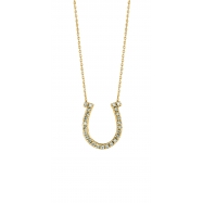 Picture of Diamond Horseshoe Pendant Necklace Yellow Gold