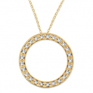 Picture of Diamond Circle Necklace Pendant 14K Yellow Gold