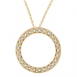 Diamond Circle Necklace Pendant 14K Yellow Gold