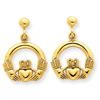 14k Dangling Claddagh Post Earrings