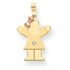 14k Two-tone A Diamond kid pendant