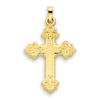 14k Budded Hollow Cross Pendant