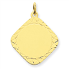 14k Patterned .018 Gauge Diamond-Shaped Engraveable Disc Charm