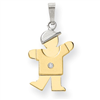 14k Two-tone AA Diamond kid pendant