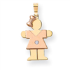 14k Two-tone A Diamond kid pendant