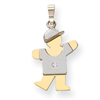 14k Two-tone A Diamond kid pendant