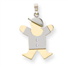 14k Two-tone A Diamond kid pendant