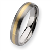 Titanium and 14k Inlay Brushed 5mm Wedding Band ring