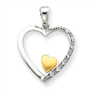 14k Two-tone Diamond Heart Pendant