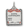 Sterling Silver Pink Birth Certificate Charm