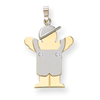 14k Two-tone A Diamond kid pendant