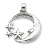 Sterling Silver Moon and Stars with CZ Pendant