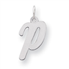 Sterling Silver Medium Script Intial P Charm