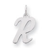 Sterling Silver Medium Script Intial R Charm