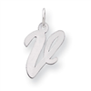 Sterling Silver Medium Script Intial V Charm