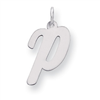 Sterling Silver Large Script Intial P Charm