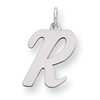 Sterling Silver Large Script Intial R Charm