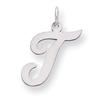 Sterling Silver Large Script Intial T Charm