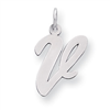 Sterling Silver Large Script Intial V Charm