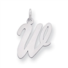 Sterling Silver Large Script Intial W Charm