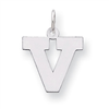 Sterling Silver Medium Block Intial V Charm