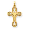 14K Beaded Cross with Heart Pendant