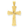 14K Diamond-cut Diagonal Lined Cross Pendant