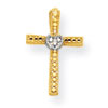 14k & Rhodium Diamond-cut Cross Pendant