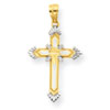 14k & Rhodium Cross Pendant