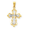 14k & Rhodium Cross Pendant