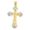 14k & Rhodium Cross Pendant