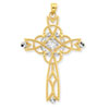 14K & Rhodium Beaded Trim Infinity Cross Pendant