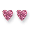 14k Pink Crystal Heart Post Earrings