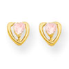 14k Heart w/Pink CZ Post Earrings