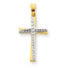 14k & Rhodium Diamond-cut Cross Pendant