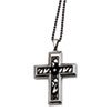 Stainless Steel Fancy Cross w/ CZ 24in Necklace chain