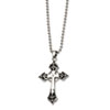 Stainless Steel Black Enamel & Diamond Cross Pendant  24 in. Necklace chain