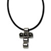 Stainless Steel Polished w/ Black-plated Beads Cross 20in Pendant Neckalce chain