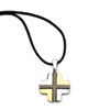 Stainless Steel Polished w/ Black & Gold-plating Cross Pendant 20in Necklac chain