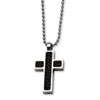 Stainless Steel Black Stingray Cross Pendant 24in Necklace chain