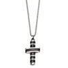 Stainless Steel IP Black Plated Cross Pendant 18in Necklace chain