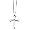 Stainless Steel Polished Cross w/ CZ Pendant 22in Necklace chain